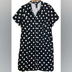 Lane Bryant Polka Dot Belted Shirt Dress